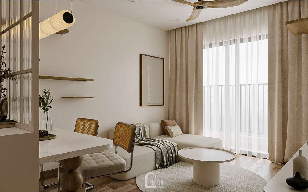 Thiết kế chung cư 1 ngủ Masteri Vinhomes Ocean Park phong cách Koreachic mix Scandinavian - Không Gian Lãng Mạn Ôm Ấp Những Tầm Hồn Mộng Mơ